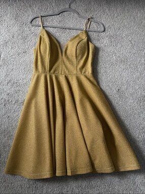 Ever Pretty Gold Sparkle A-Line Mini Dress